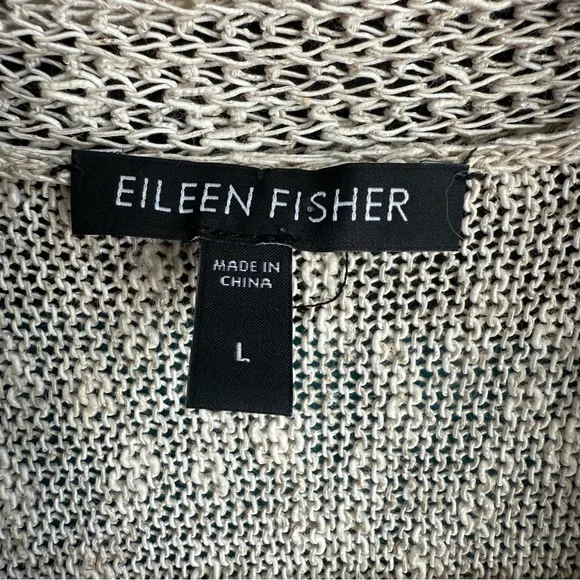 Eileen Fisher Black and Cream Textured Knit Top Linen/Cotton blend Large - Picture 3 of 10